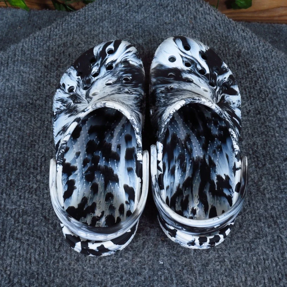 Crocs Classic Marbled Clog Toddler Shoe Size 12 Play Water Ready Black White